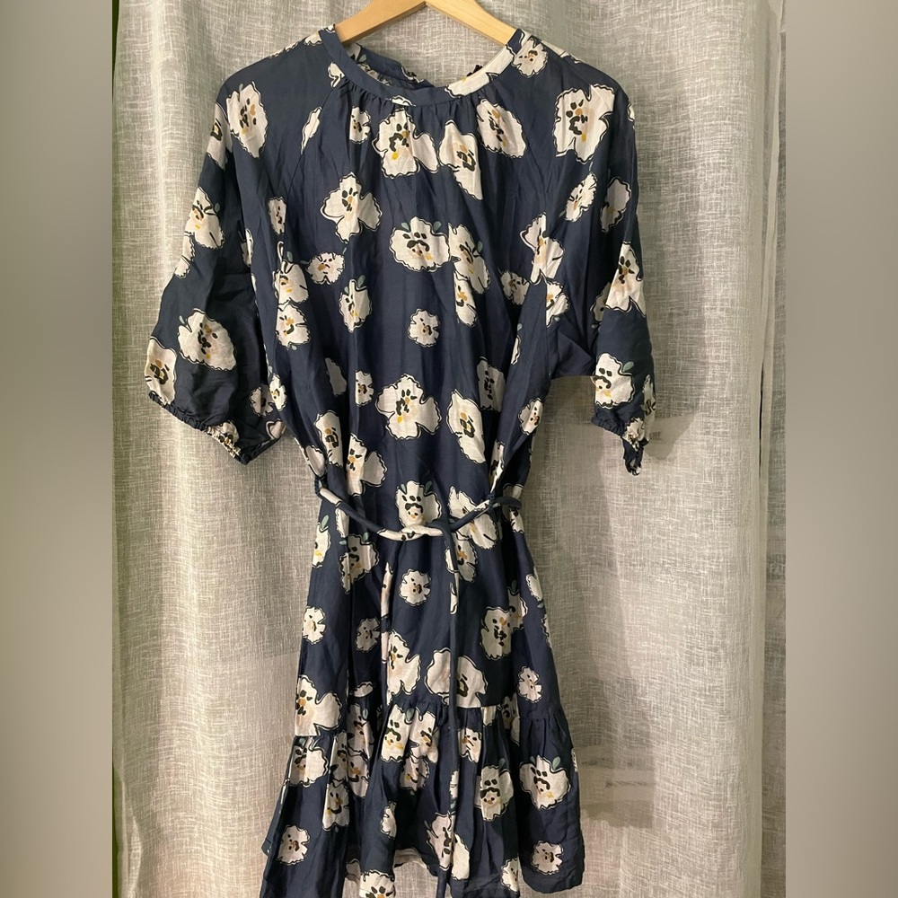 Apiece Apart Emilian Mini Dress in Rosie Floral Navy Blue, Size 6
